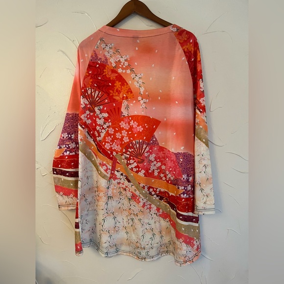 NWOT Japanese Cherry Blossom Long Sleeve Tunic SZ 2X - Picture 2 of 11